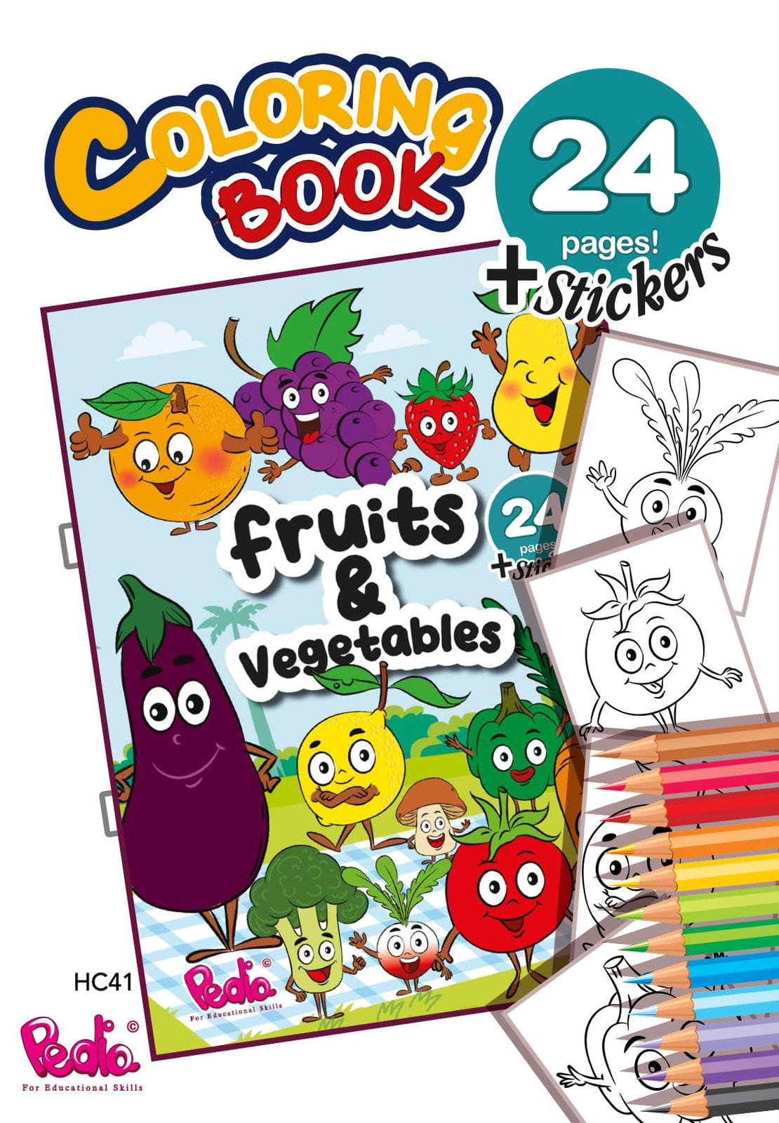 Fruits and Vegetables Colouring Book